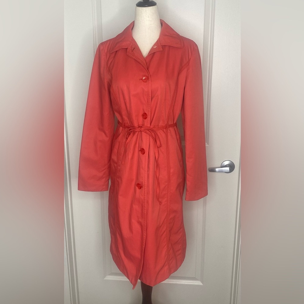 Kenneth Cole Reaction Coral Pink Light Weight Trench Coat Size S